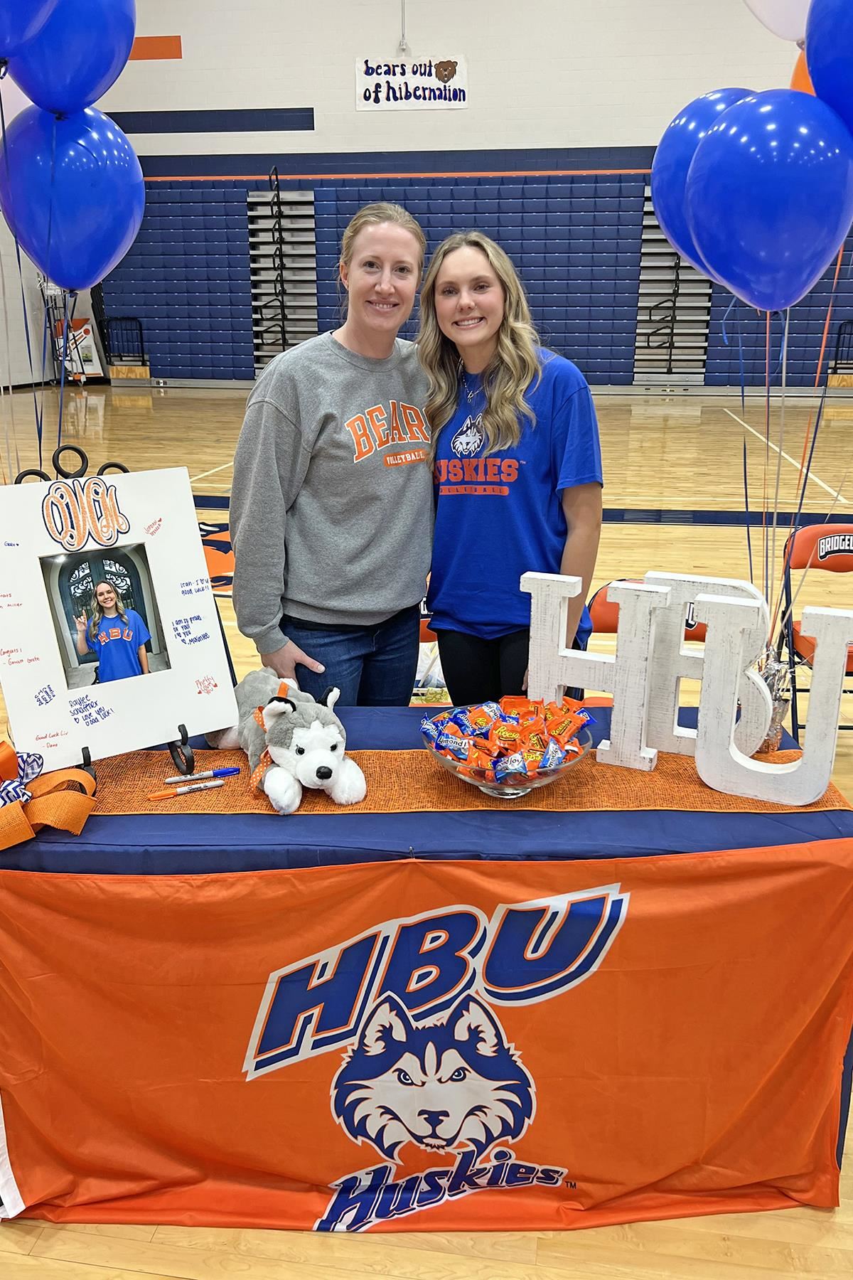 Bridgeland senior Olivia Waggoner, right, signed a letter of intent to play volleyball at the Houston Christian University.